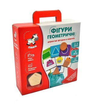 Дерев&rsquo;яні фігурки в мішечку. Геометричні фігури ZB2001-02 174242 фото