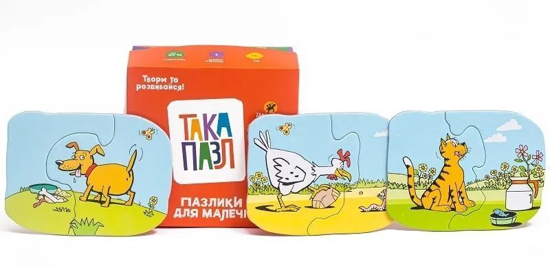 Така Пазл Пазлики для малечі ПЕСИК, КОТИК, КУРОЧКА 1012708 фото