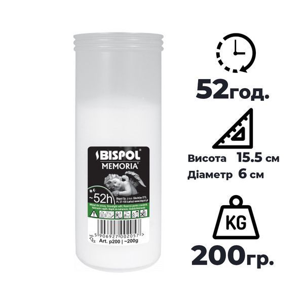 Свічка вкладиш змінна Bispol 2 дні 6 х 15,5 см (P200) 1016072 фото