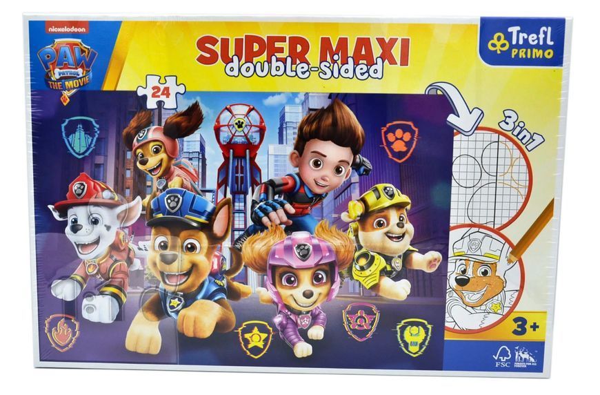 Пазли + розмальовка. Нові змагання, Щенячий патруль. 24 елементи Super Maxi (41002) 1015569 фото
