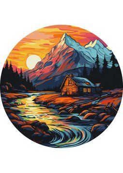 Картина за номерами Ідейка - Будинок біля струмка d29см (КНО-R1015) 1023277 фото