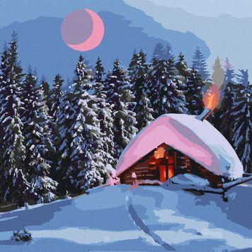 Розпис по номерах 'Засніжена хатинка' 40х40 КНО6307 1017128 фото