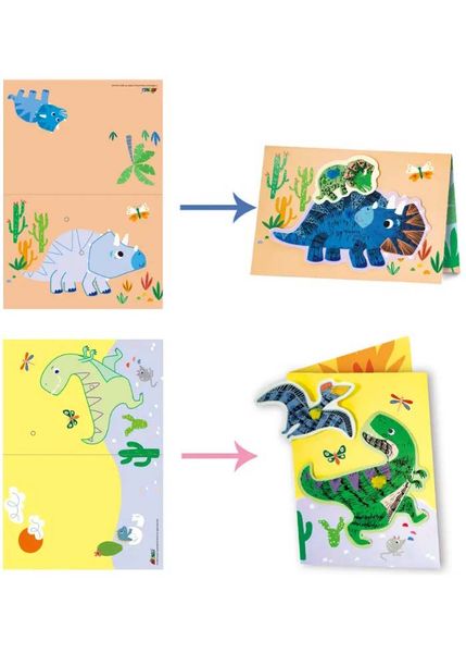 Набір для творчості, скретч-арт Вітальна листівка динозаври, 3 листівки (CH221858) 1022592 фото