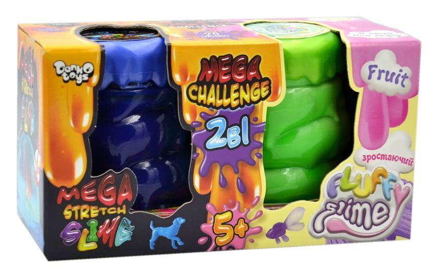 В'язка маса 2в1 Mega challenge Slime (20 challenges) 2 баночки (FLS-03-01U) 1001920 фото