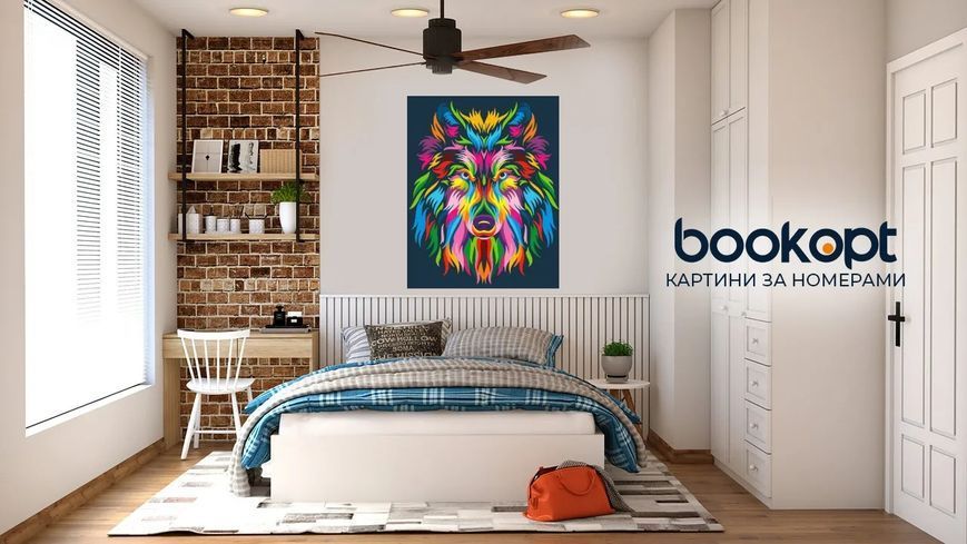 Картина по номерах Bookopt Вовк поп-арт 40х50 (BK2189) 1011326 фото