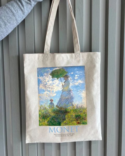 Екошопер BookOpt BK4087 MONET Жінка з парасолькою, бежевий BK4087 фото