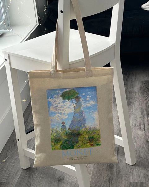 Екошопер BookOpt BK4087 MONET Жінка з парасолькою, бежевий BK4087 фото