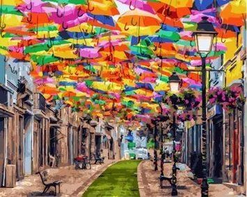 Картина по номерах Bookopt Вулиця парасольок 40х50 (ВК1284) 1011082 фото