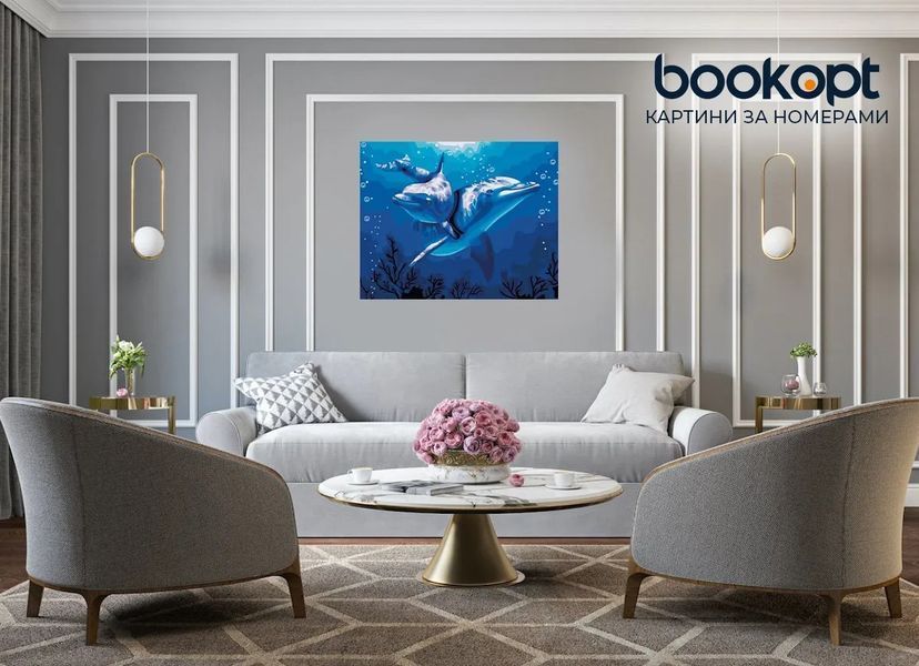 Картина по номерах Bookopt Пара дельфінів 40х50 (ВК2223) 1011432 фото