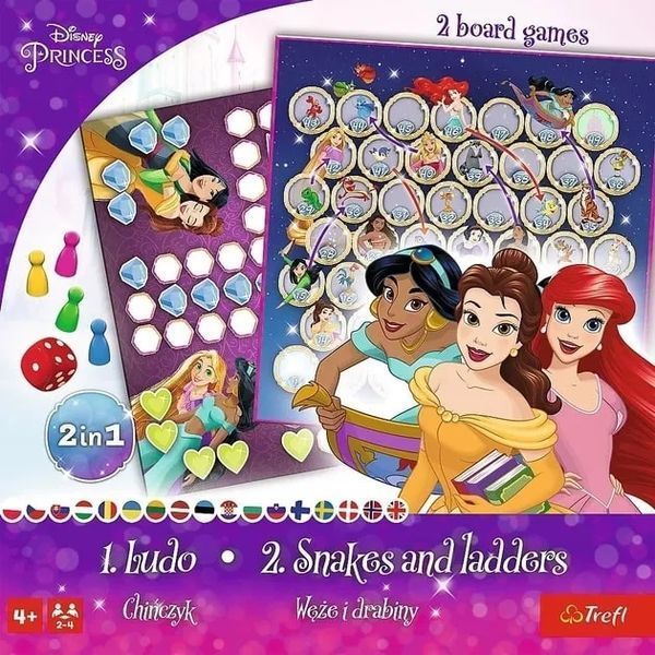 Настільна гра Trefl Лудо + Змії і Драбини 2 в 1: Принцеси Disney 1018087 фото