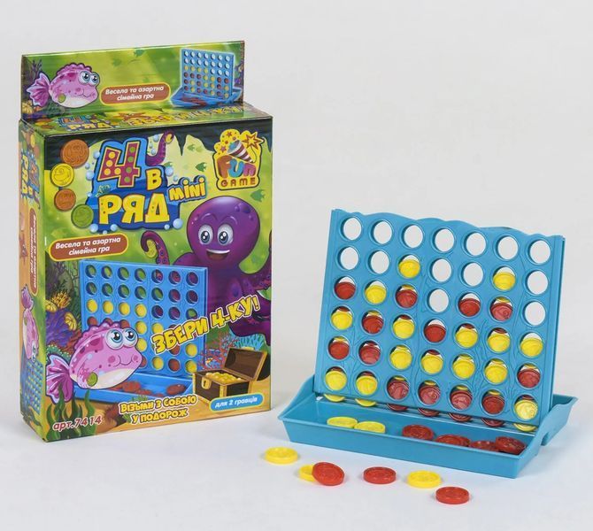 Гра логічна mini 4 в ряд 7414 (24/2) в коробці FUN GAME 1005524 фото