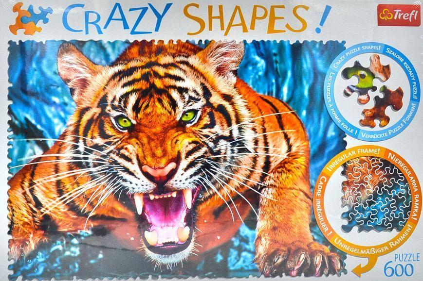 Пазли Crazy Shapes. Один на один з тигром (600 елементів) Trefl 1000524 фото