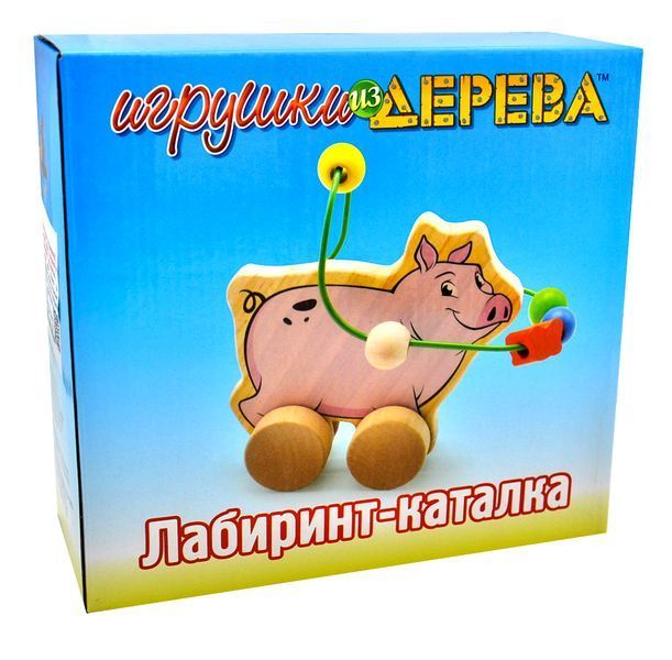 Лабіринт-каталка Свиня Д367 Іграшки з дерева 1002189 фото