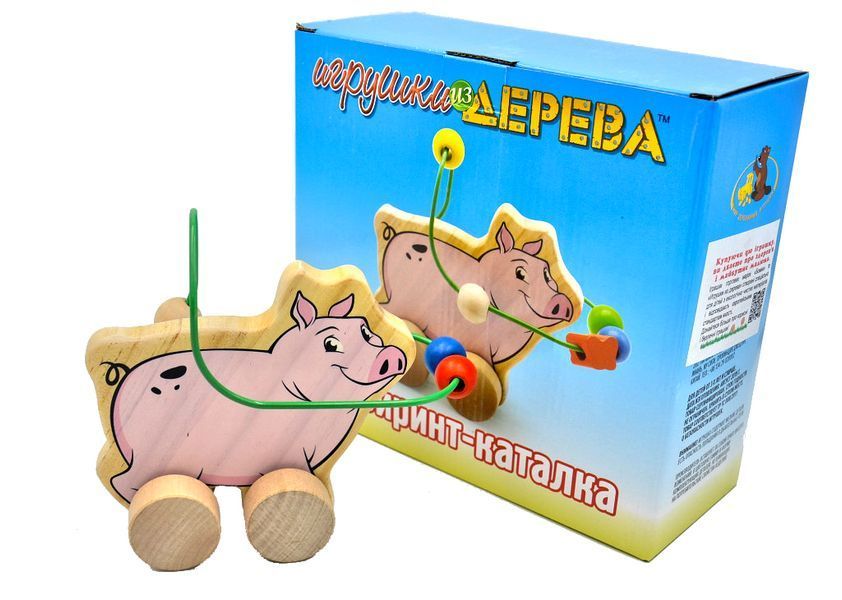 Лабіринт-каталка Свиня Д367 Іграшки з дерева 1002189 фото