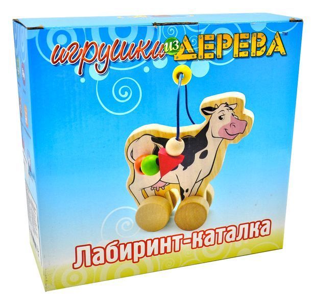 Лабіринт-каталка Корова Д361 Іграшки з дерева 1002191 фото