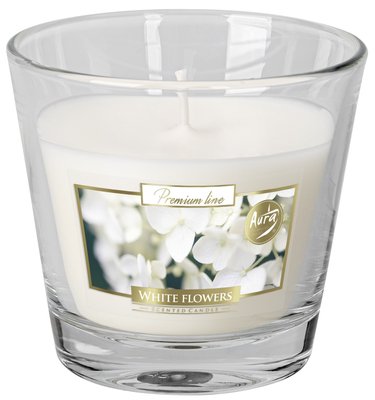 Свічка в скляному стакані Білі квіти (SN 90-179) 1016234 фото