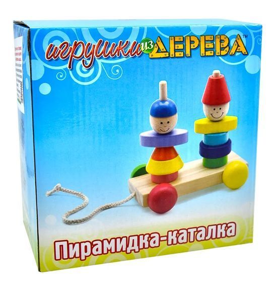 Пірамідка-каталка Хлопчик та дівчинка Д354 Іграшки з дерева 1002193 фото