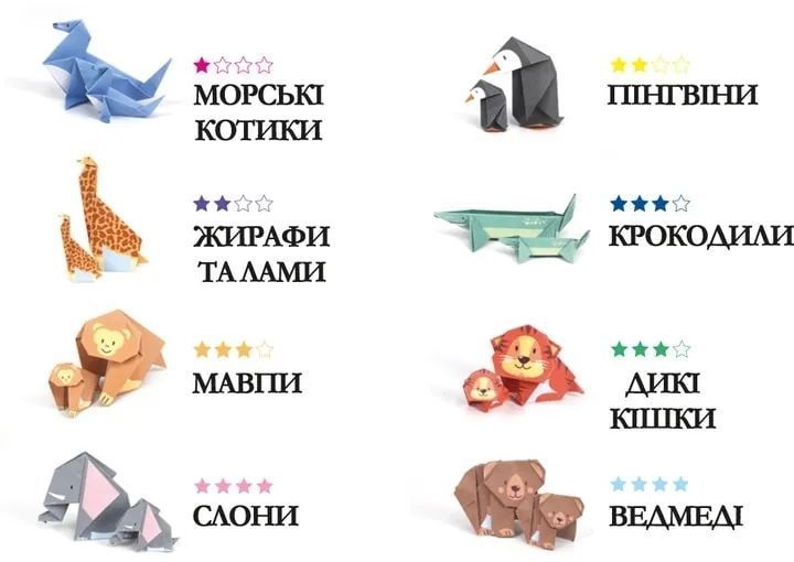 Набір для творчості Avenir орігамі Зоопарк з тваринами 40 аркушів (CH211785) 1018135 фото