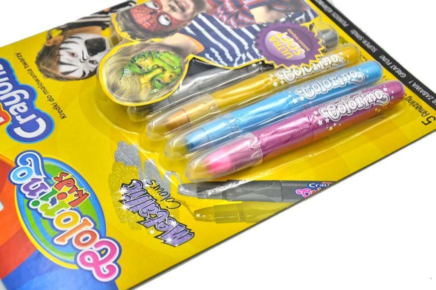 Крейда-олівці для обличчя 5 кольорів металік Colorino 80054PTR 1000773 фото