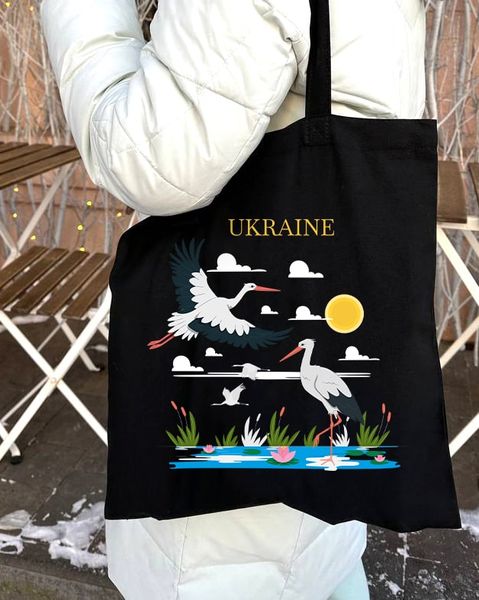 Екошопер BookOpt Ukraine Журавлі Символ щастя чорний (ВК4065) 1023627 фото