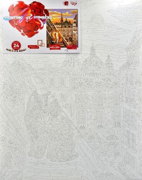 Картина по номерах 50х40см Коти на даху Креативна творчість Painting by numbers KpNe-02-06 1006498 фото