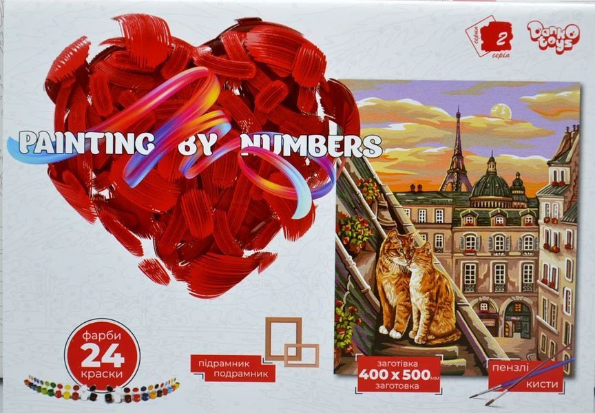 Картина по номерах 50х40см Коти на даху Креативна творчість Painting by numbers KpNe-02-06 1006498 фото