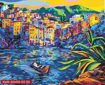 Картина по номерах 50х40см Місто біля річки Креативна творчість Painting by numbers KpNe-02-05 1006497 фото