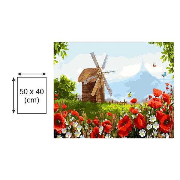 Картина по номерах Bookopt Млин серед маків 40х50 (ВК2132) 1011245 фото