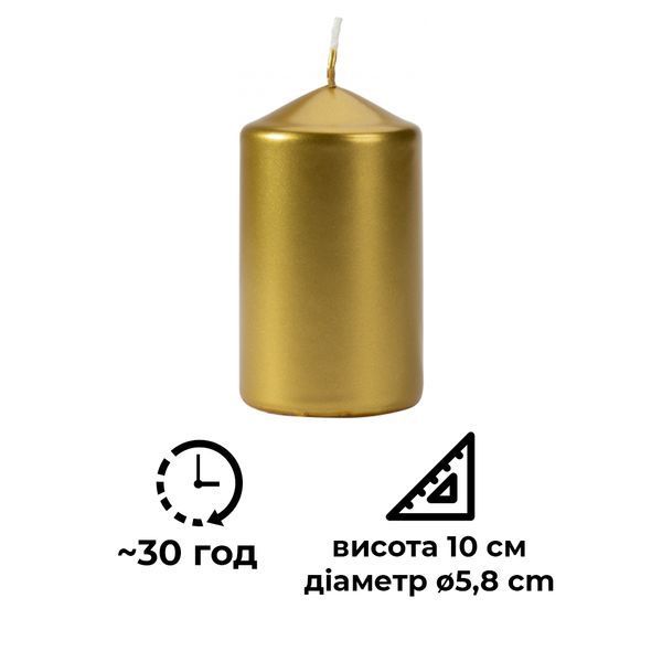 Свічка циліндрична Bispol Золотий металік (sw60/100-213) 1016804 фото