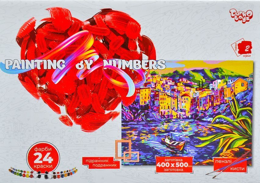 Картина по номерах 50х40см Місто біля річки Креативна творчість Painting by numbers KpNe-02-05 1006497 фото
