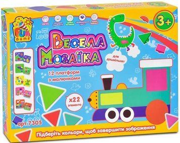 Мозаїка 7305 Весела Мозаїка FUN GAME, 22 різнокольорових елемента, 12 платформ з малюнками, в коробці 1009707 фото