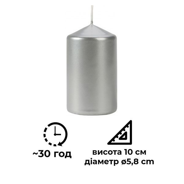 Свічка циліндрична Bispol Срібний металік (sw60/100-271) 1016803 фото