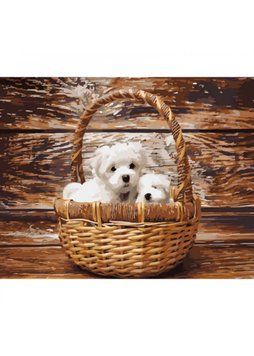 Картина за номерами Strateg Песики в кошику 40х50 см (GS927) 1020550 фото