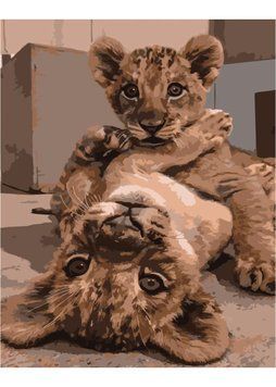Картина за номерами Strateg Діти-левенята 40х50 см (DY250) 1020872 фото