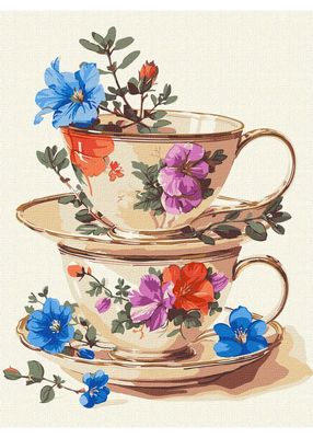 Картина за номерами Ідейка Чарівність чашок з фарбами металік КНО5125 30х40 см 1025078 фото