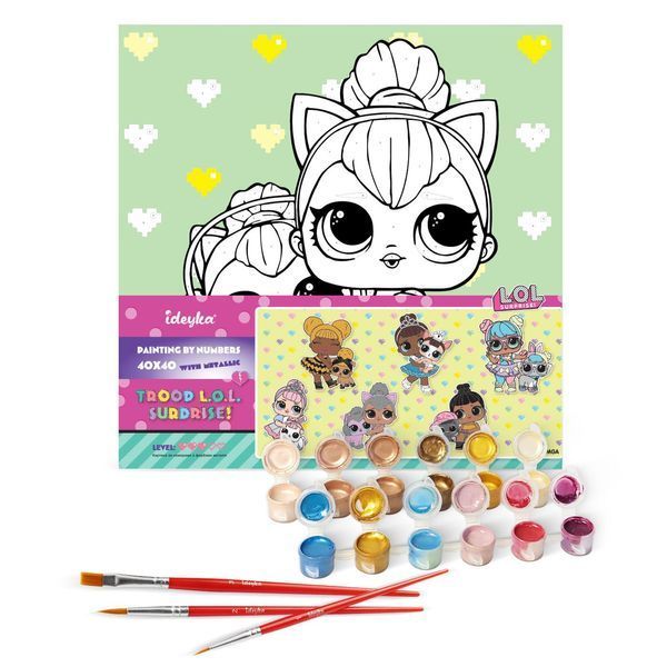 Картина за номерами Ідейка для дітей L.O.L. Surprise! TroopSurprise Kitty Queen With Kitty Kitty КНО6290 40х40 см 1030079 фото