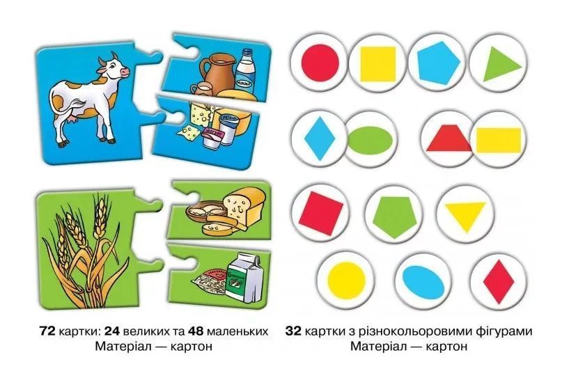 Набір настільних ігор Київська Фабрика Іграшок Що до чого? Продукти харчування + Фігури і кольори 1007850 фото