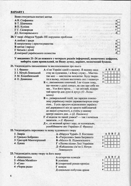 Українська література. Тестові завдання у форматі НМТ 2024 1022861 фото