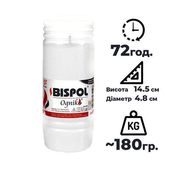 Свічка-вкладиш змінна Bispol Ognik 3 дні 4,8 х 14,5 см (WP3) 1016079 фото